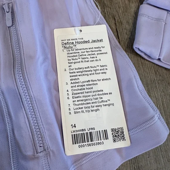 NEW with tags! Lululemon Define Hooded Jacket *Nulu
Lavender Frost sz 14 - Picture 2 of 9